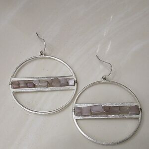 Silver and Light Purple Acrylic Beaded Dangle Earrings